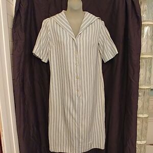 Vintage 50s 60s Striped Sack Dress Sailor Collar